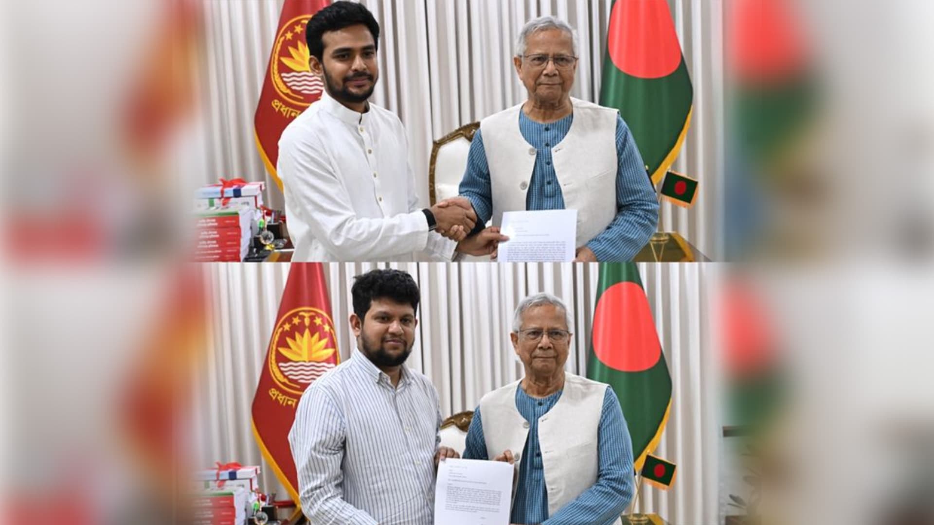 Thumbnail for আসিফ ও মাহফুজের পদত্যাগপত্র গ্রহণ করেছেন প্রধান উপদেষ্টা